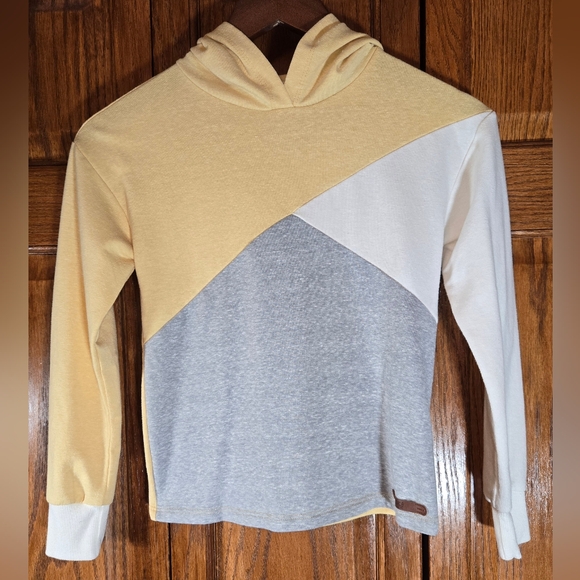 5 For 20 BKE Youth Yellow Cream Gray Colorblock Hoodie sz 8 - Picture 1 of 3